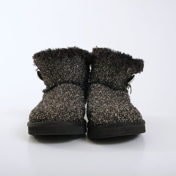 UGG Mini Bailey Button Fancy Tweed Boots in Black Women Size 8 - Picture 3 of 15